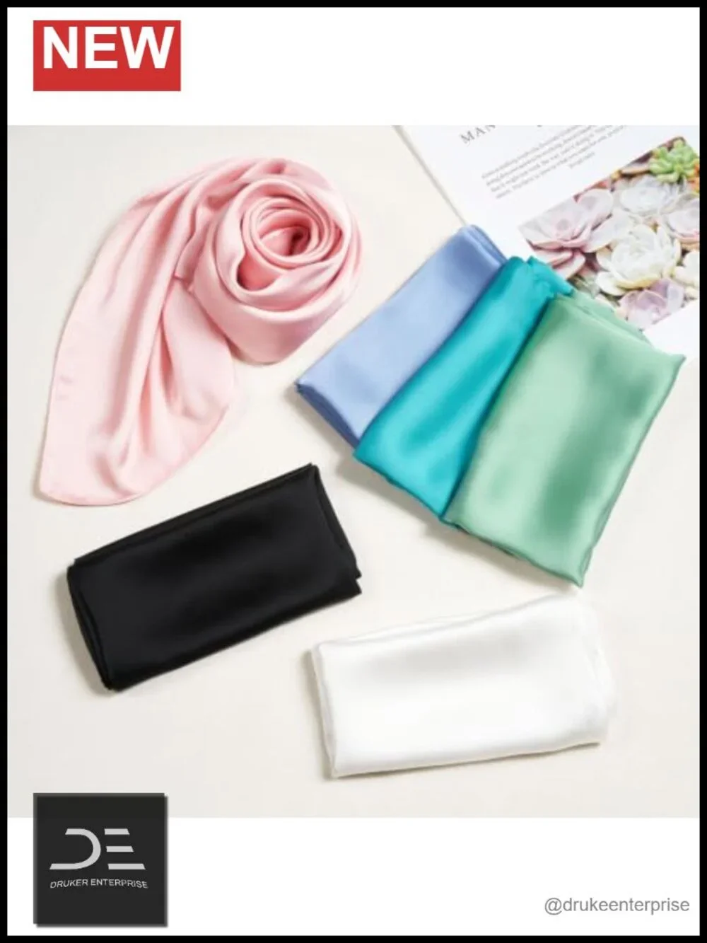 27 Inch Soft Satin Square Scarf Women's Lightweight Neckerchief Hair Purse